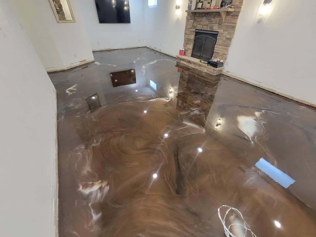 Brown Bronze metallic epoxy floor — Central New York