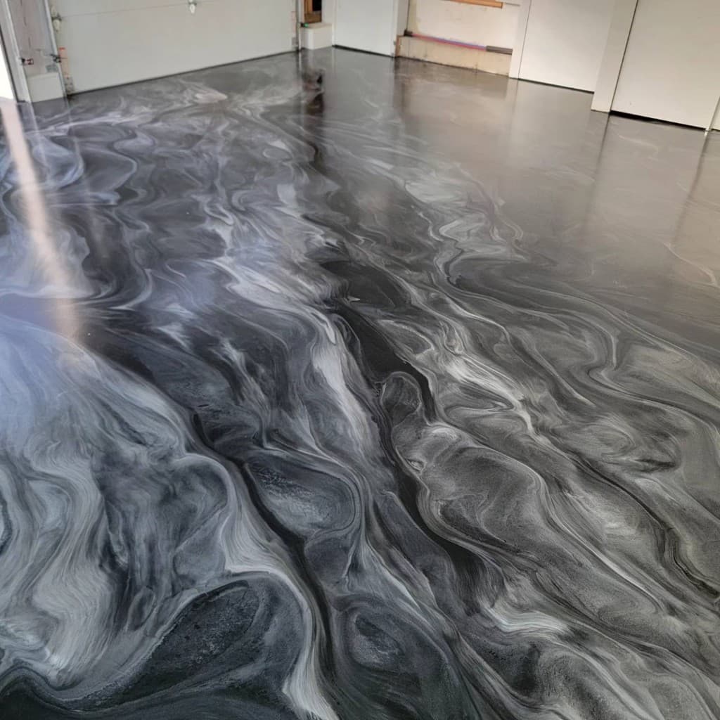 Charcoal Silver metallic epoxy floor — Central New York