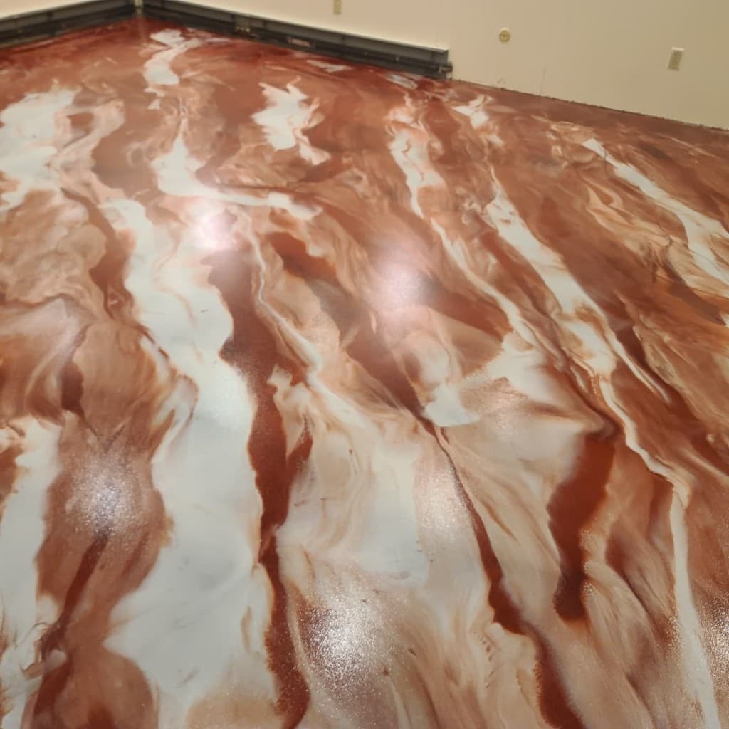 Copper Rust metallic epoxy floor — Central New York
