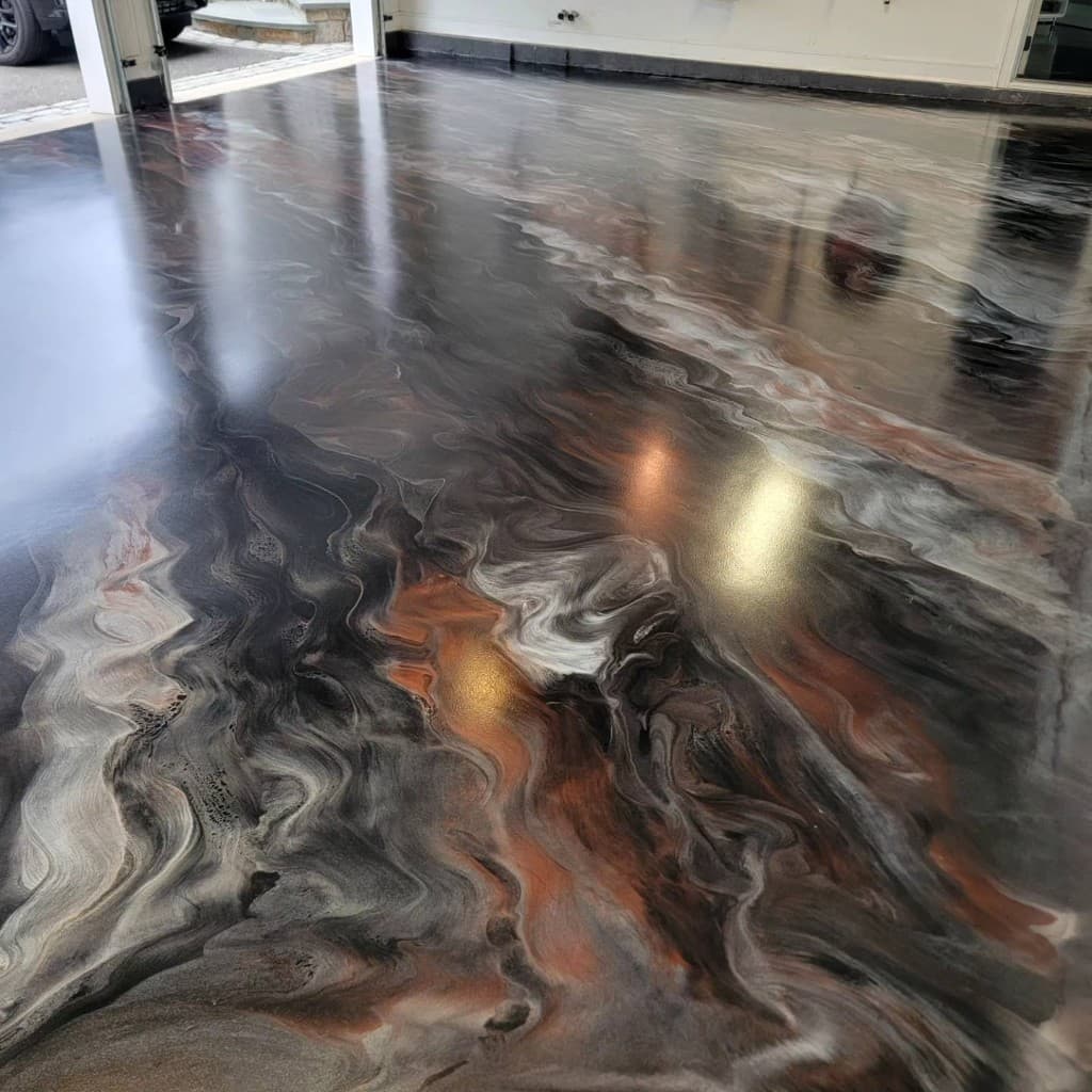 Dark Copper metallic epoxy floor — Central New York